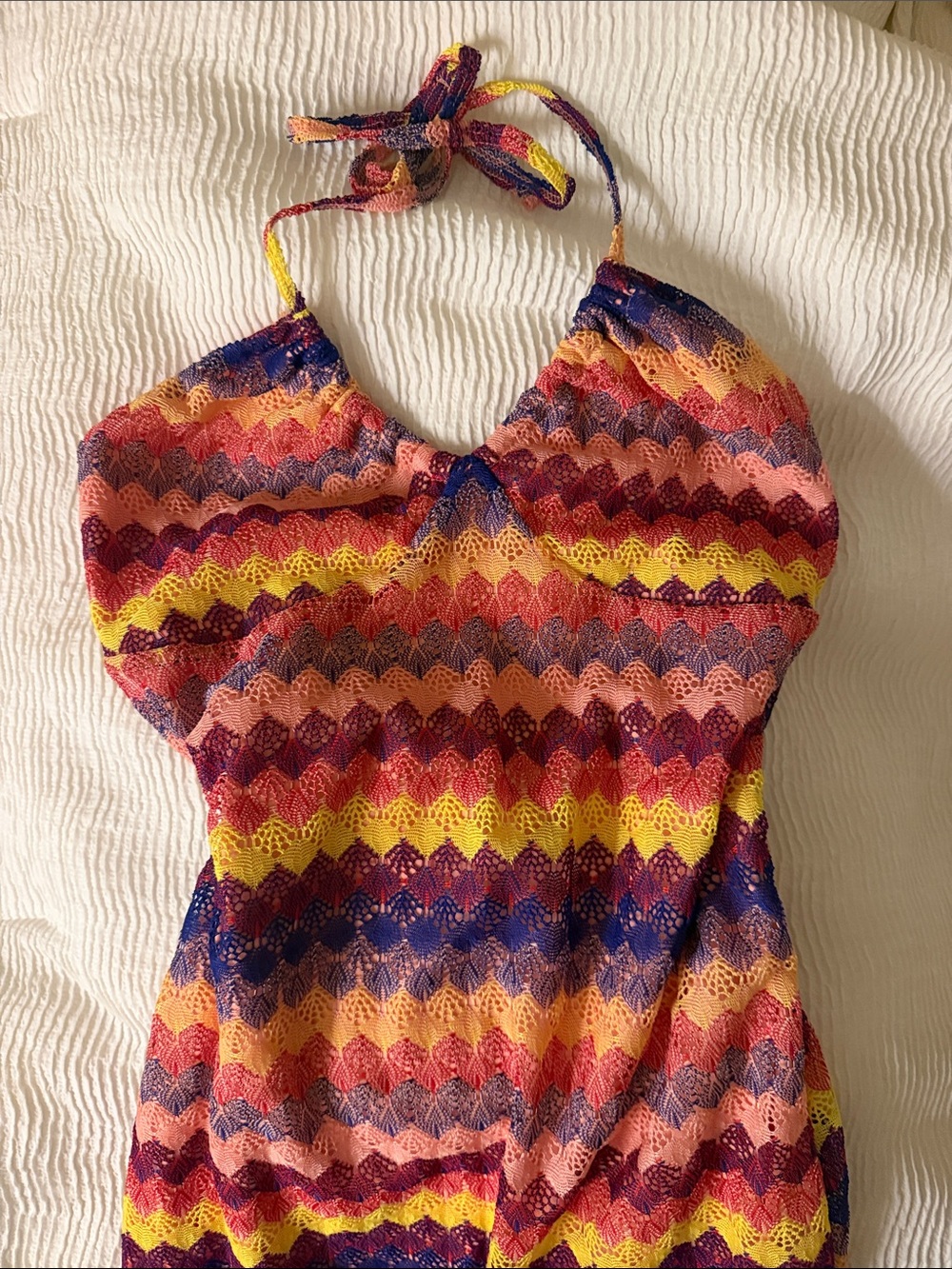 wild fable Multicolor Crochet Halter Maxi Dress
